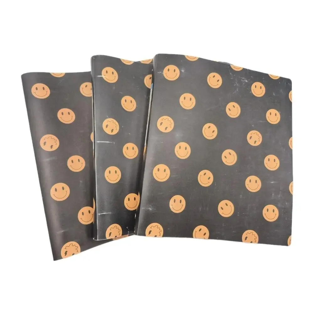 Three Flexible 3-Ring Binders Black w/Gold Smily Faces NEVER USED